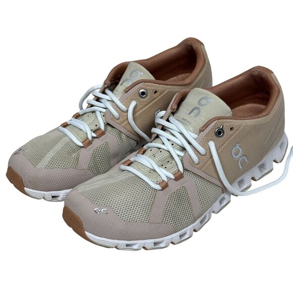 On Cloud Tech X 3 Training Running Athletic Lace Up Shoes Rose Sand 8 EUC - Picture 1 of 16